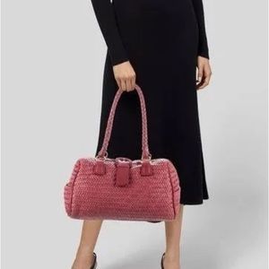 Woven Shoulder Bag in Rose Pink